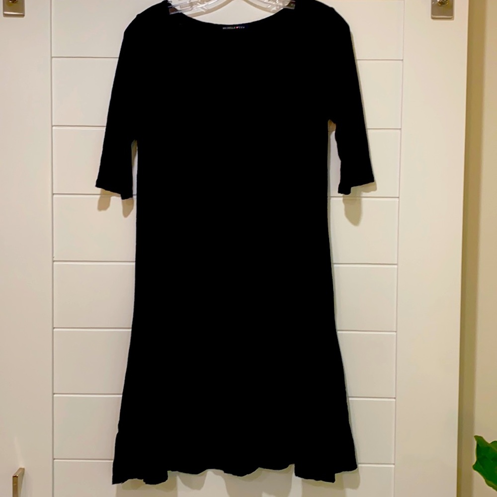 Classic Black T-shirt Dress by Michelle USA, Sz Small.